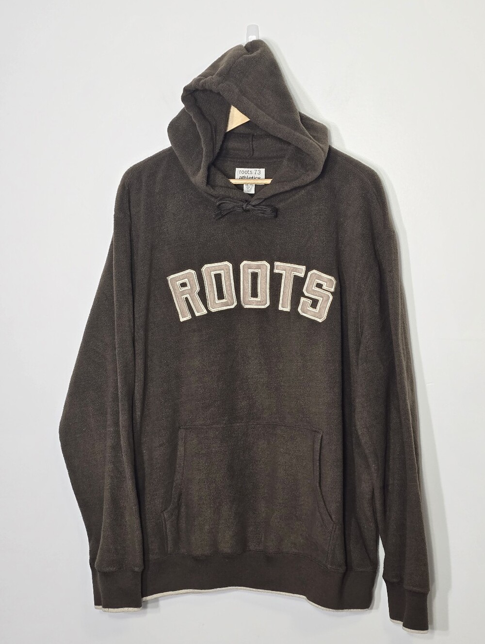 Roots Brown Fleece Oversized Comfy Pullover Hooded Sweatshirt Kangaroo Pocket